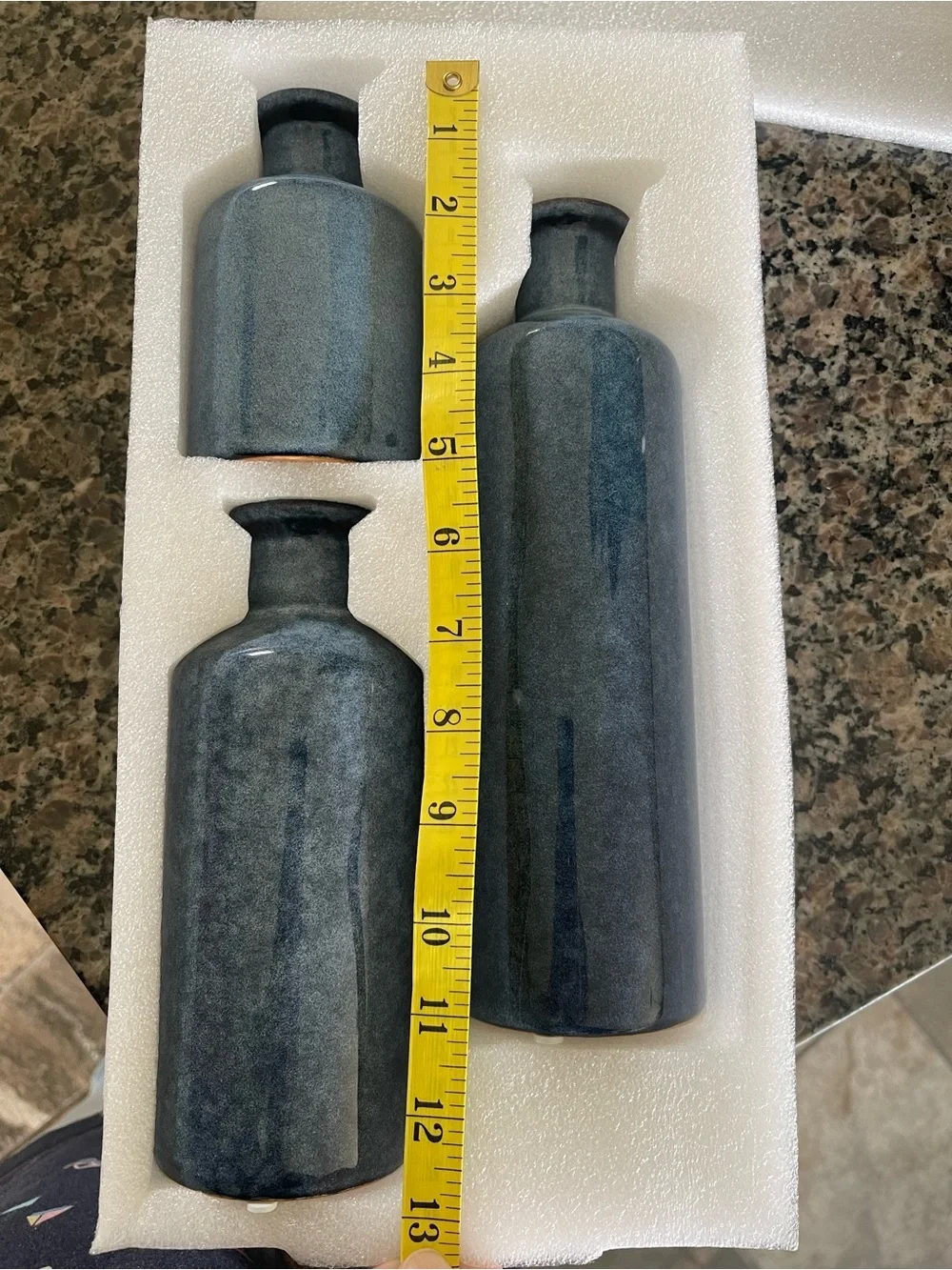 NEW Blue Ceramic Decorative Vase Set of 3 🌼
